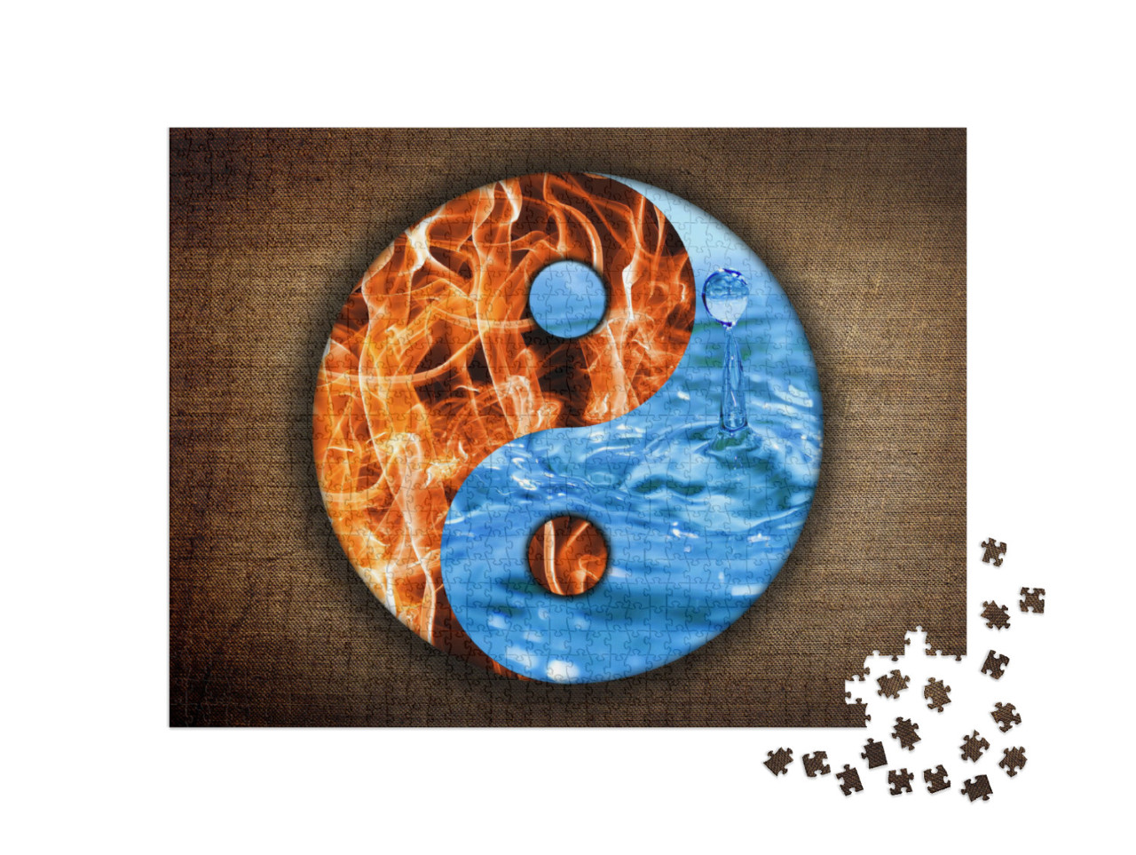 Puzzel 1000 stukjes „Water en vuur. Yin en yang symbool van harmonie“