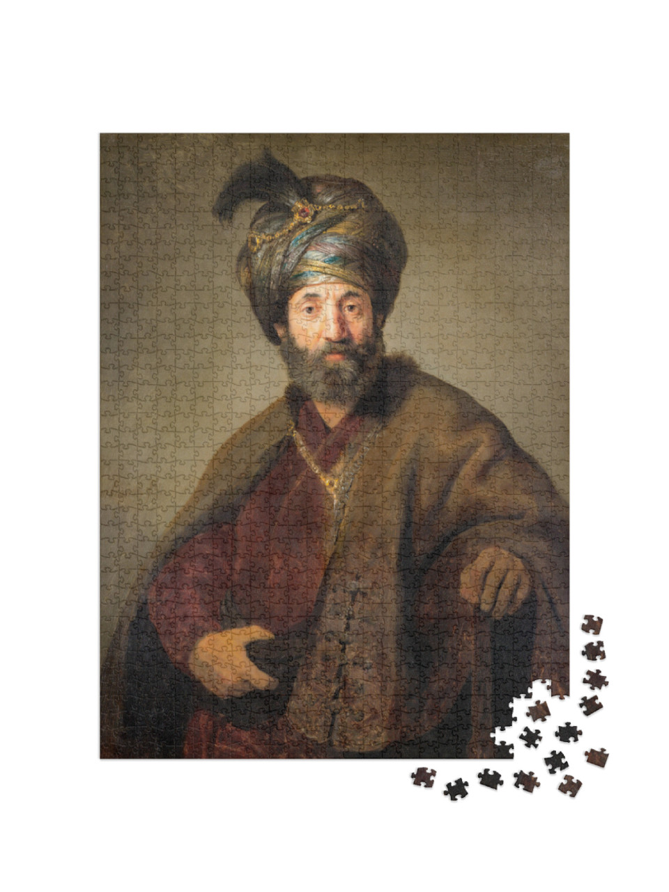 Puzzel 1000 stukjes „Rembrandt - Man in oosters kostuum 2“