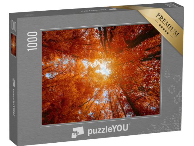 Puzzel 1000 stukjes „Kleurrijke boomtoppen in het herfstbos“
