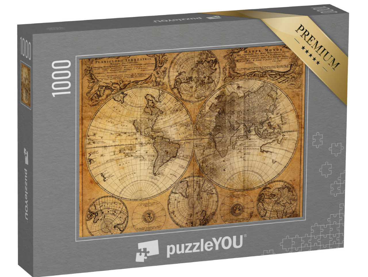 Puzzel 1000 stukjes „Oude wereldkaart uit 1746“