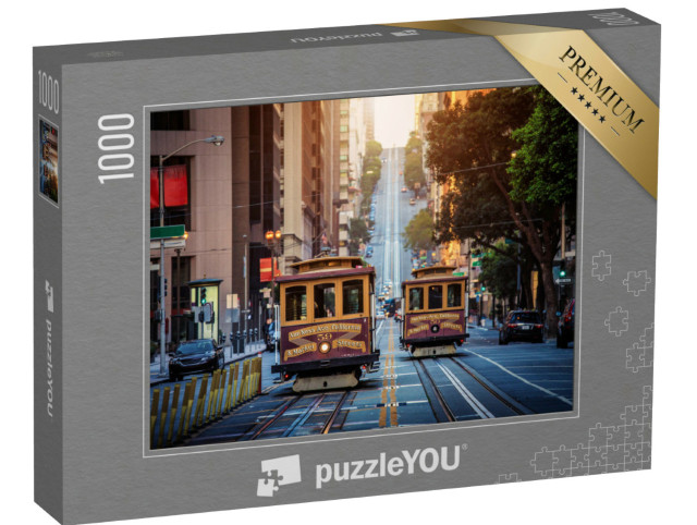 Puzzel 1000 stukjes „Kabelbanen op California Street in de ochtend, San Francisco, VS“