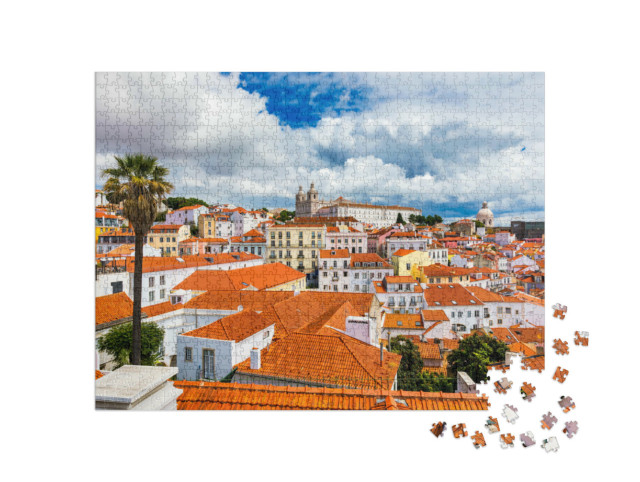 Puzzel 1000 stukjes „Skyline van Lissabon, wijk Alfama, Portugal“