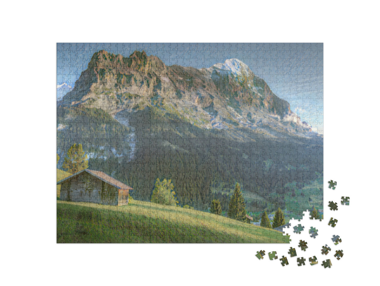 Puzzel 1000 stukjes „in de kunststijl van Claude Monet - Zwitsers Alpenlandschap voor de Eiger“