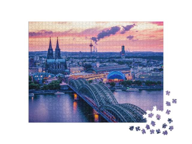 Puzzel 1000 stukjes „Keulse skyline bij zonsondergang, Duitsland“