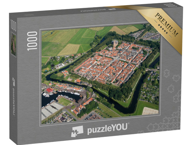 Puzzel 1000 stukjes „Luchtfoto van de vestingstad Elburg, Gelderland in Nederland“