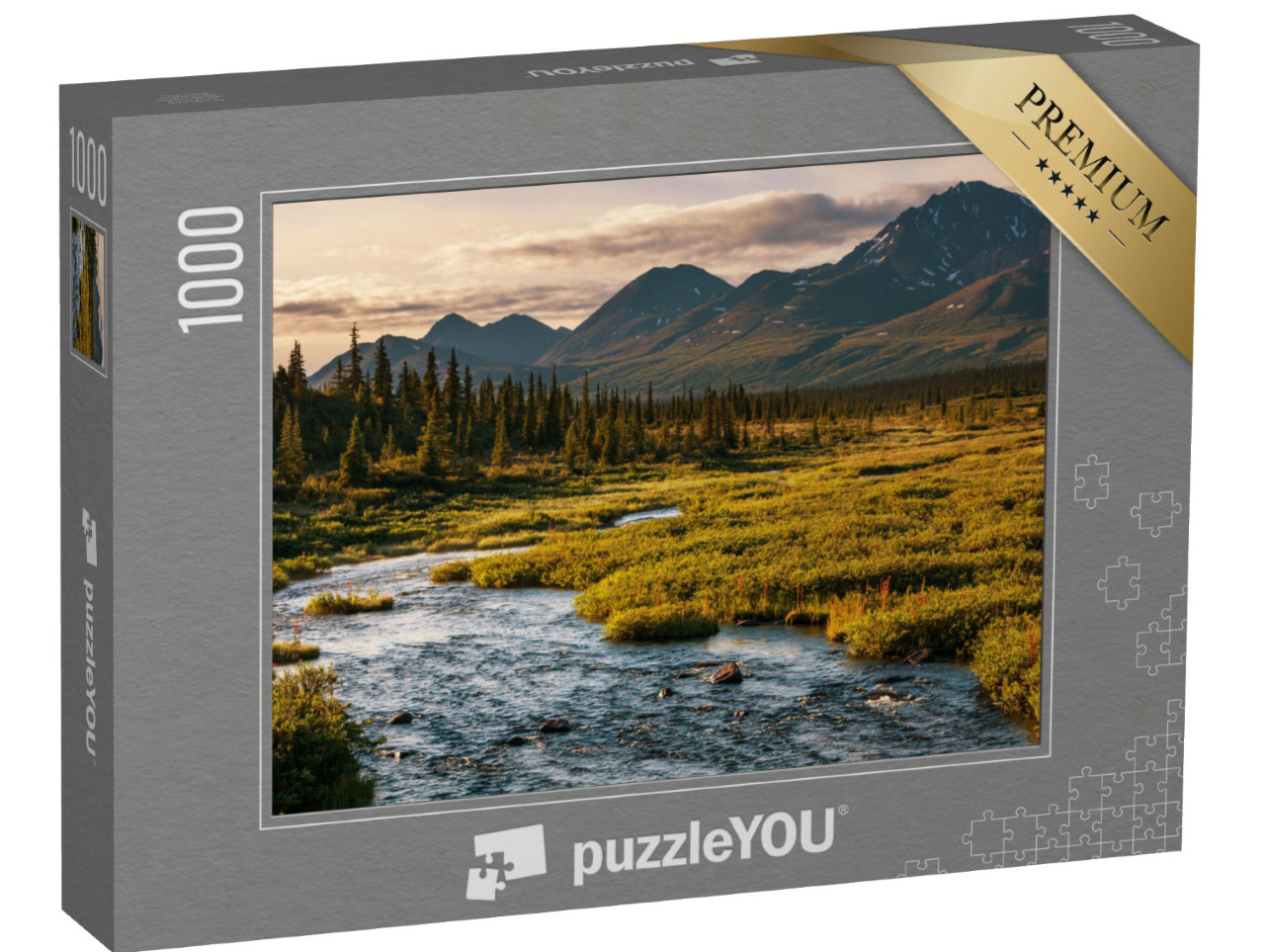 Puzzel 1000 stukjes „Avondmeer in de toendra, Alaska“