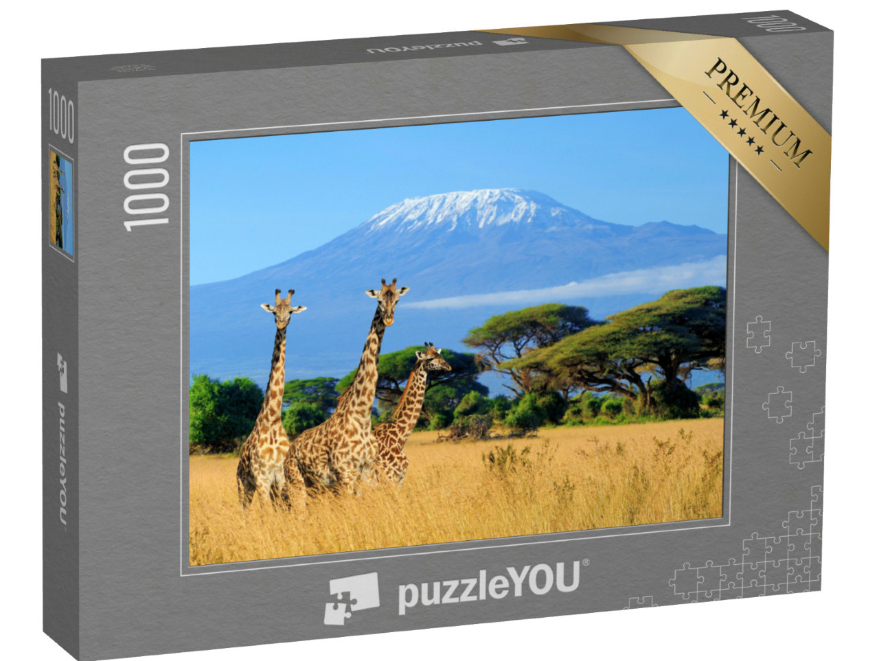 Puzzel 1000 stukjes „Giraffen op de Kilimanjaro, foto uit het nationale park in Kenia“