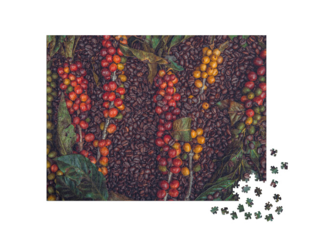 Puzzel 1000 stukjes „Koffiebonen en koffiebessen“