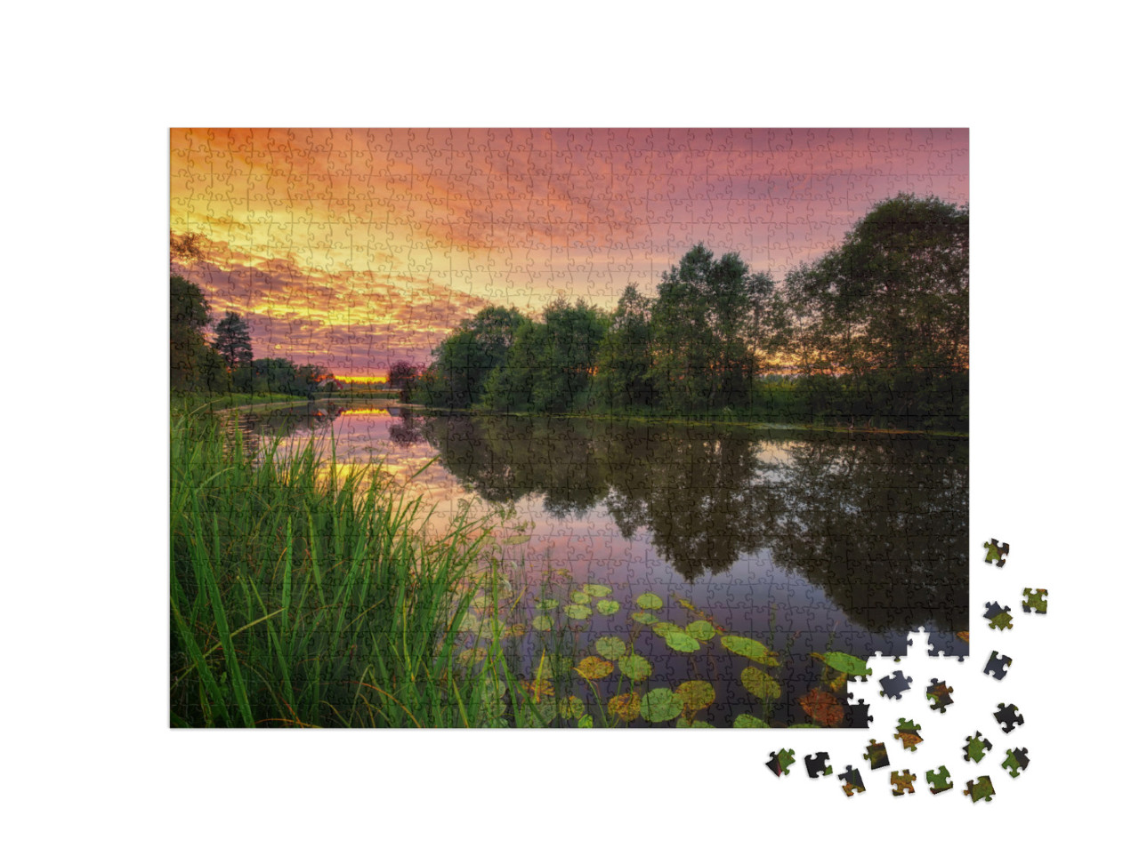 Puzzel 1000 stukjes „Zonsondergang in de natuur van Estland“