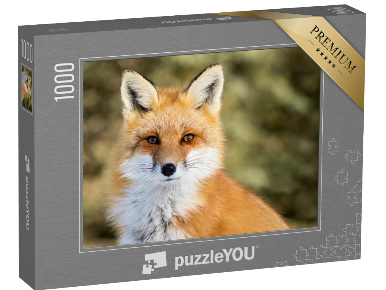 Puzzel 1000 stukjes „Vulpes vulpes: Rode vos in sneeuw, bokeh“