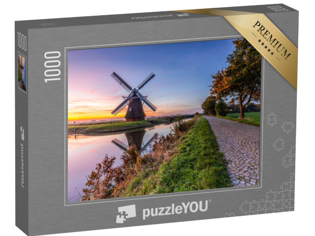 Puzzel 1000 stukjes „Windmolen bij zonsopgang“