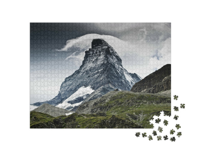 Puzzel 1000 stukjes „Dramatisch weer boven de Matterhorn, de bezienswaardigheid van Zwitserland“
