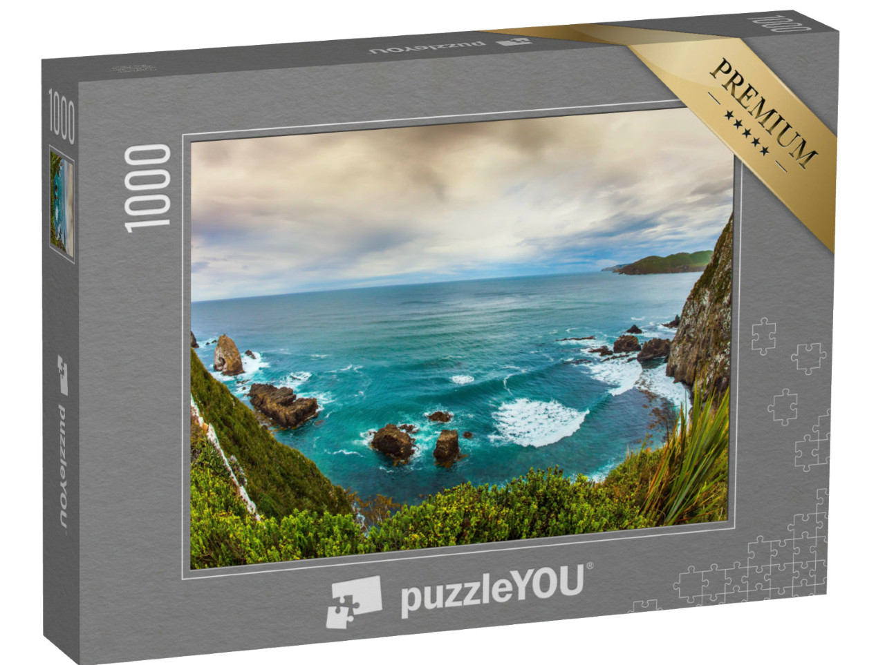 Puzzel 1000 stukjes „Schuimende branding voor de storm, Zuidereiland, Nieuw-Zeeland“