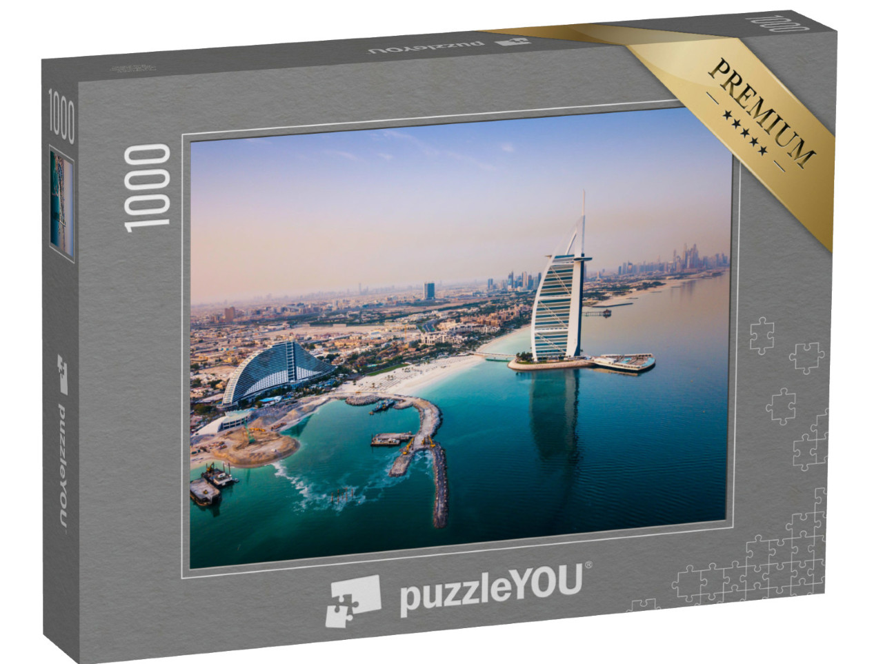 Puzzel 1000 stukjes „Het luxehotel Burj Al Arab en de skyline van de haven van Dubai“