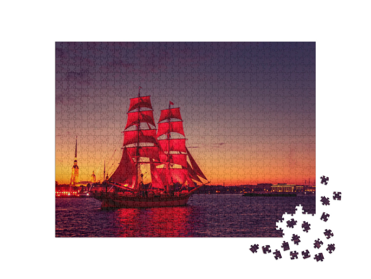 Puzzel 1000 stukjes „Schip met scharlaken zeilen, St. Petersburg“