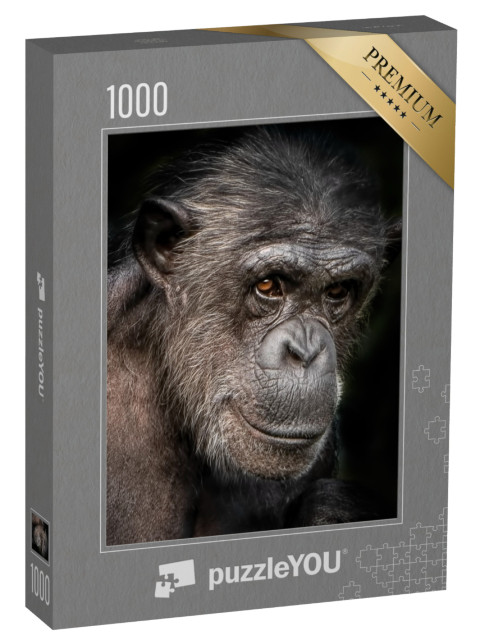 Puzzel 1000 stukjes „Een portretfoto van een vrouwelijke chimpansee“