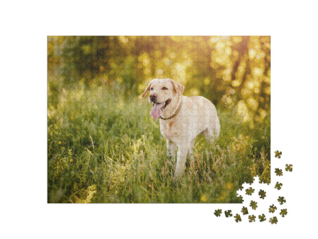 Puzzel 1000 stukjes „Labrador Retriever op een weiland“