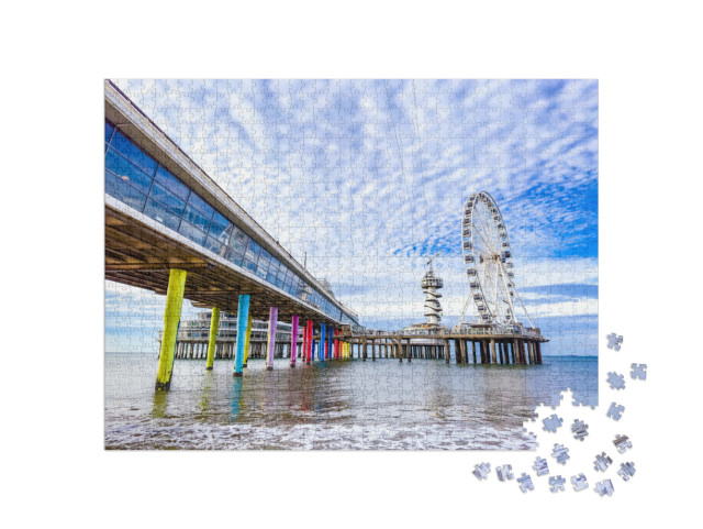 Puzzel 1000 stukjes „Scheveningen strand, De Pier strand en boulevard in Den Haag“