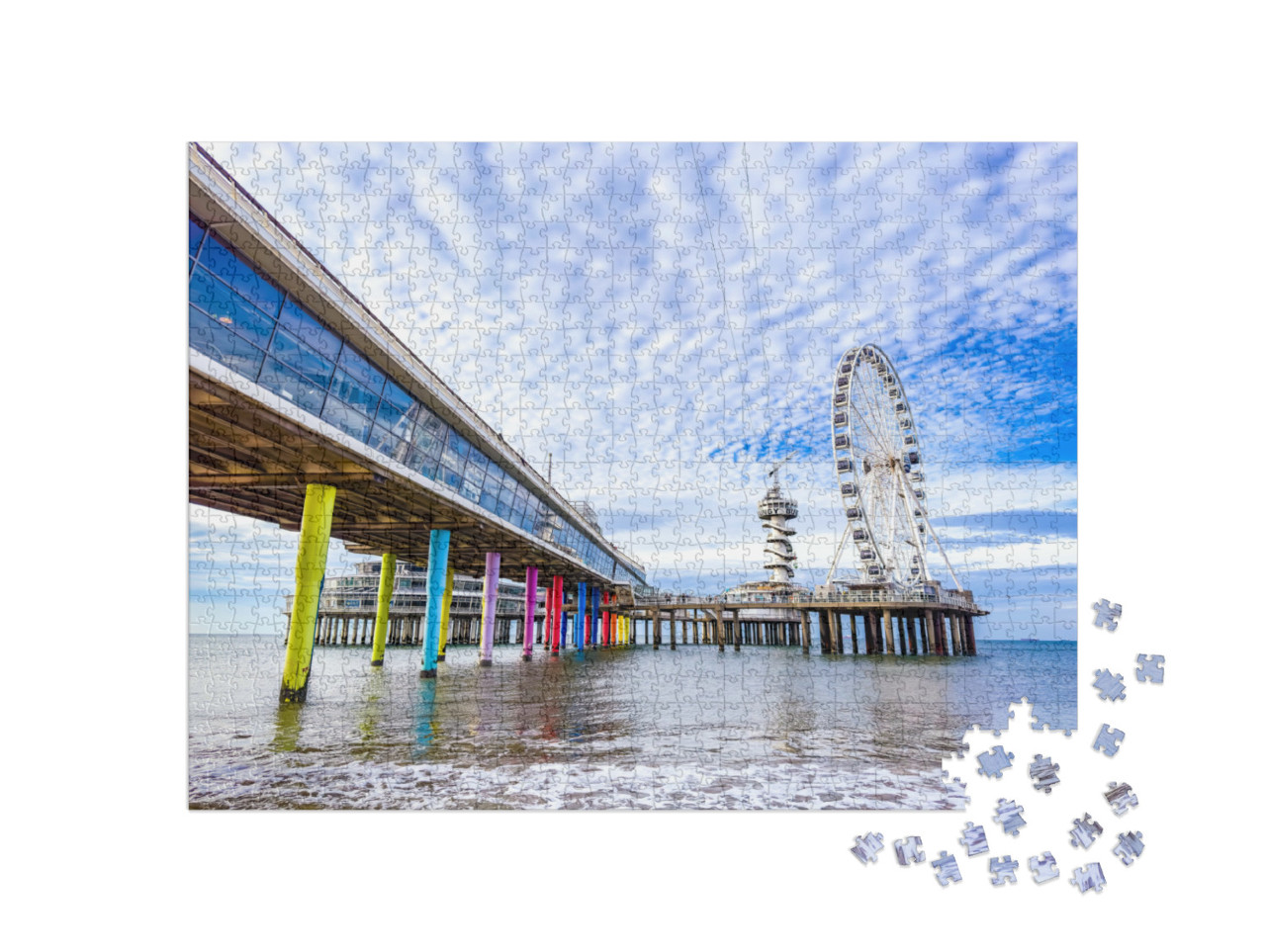 Puzzel 1000 stukjes „Scheveningen strand, De Pier strand en boulevard in Den Haag“