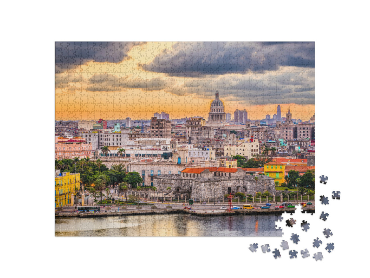 Puzzel 1000 stukjes „Avondlijke skyline van Havana, Cuba“