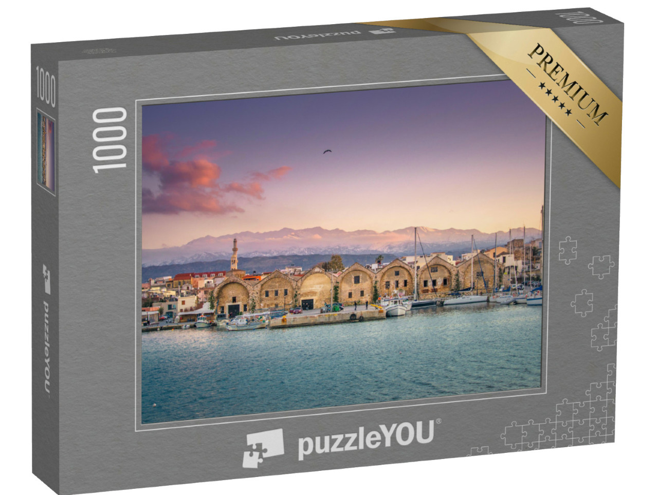 Puzzel 1000 stukjes „Panorama van de mooie oude haven van Chania, Kreta, Griekenland“