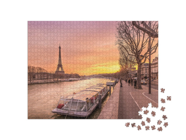 Puzzel 1000 stukjes „De Seine in Parijs bij zonsondergang“