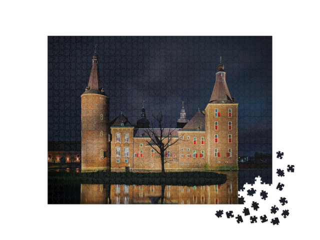 Puzzel 1000 stukjes „Kasteel Hoensbroek bij nacht“