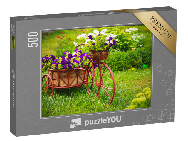 Puzzel 500 stukjes „Oude fiets met bloemenmand“