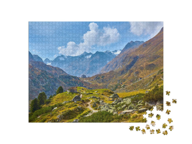 Puzzel 1000 stukjes „Wandelen in het Stubaital in Oostenrijk“