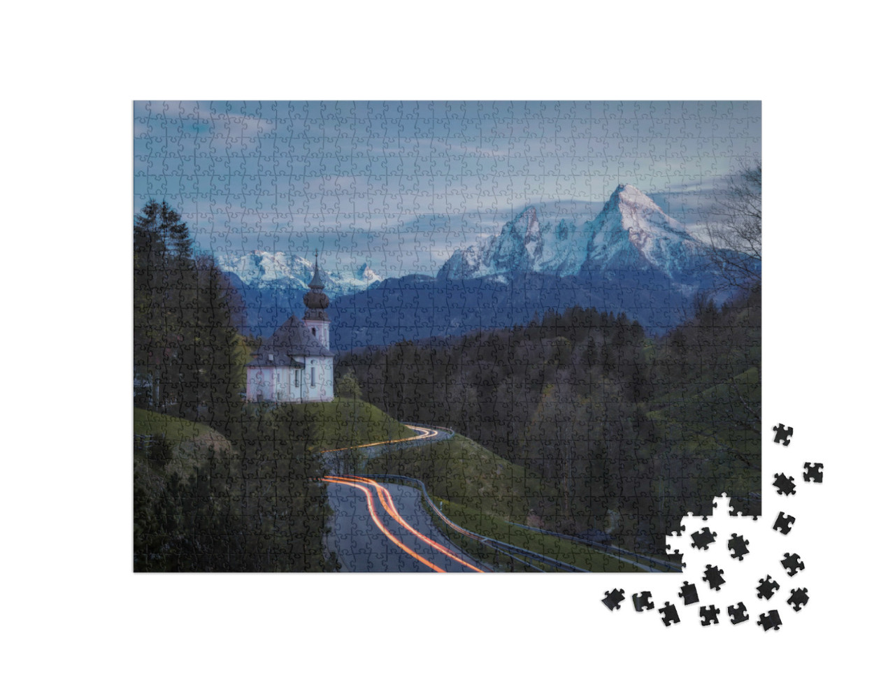 Puzzel 1000 stukjes „Maria Gern Kapel boven Berchtesgaden met Watzmann berg“
