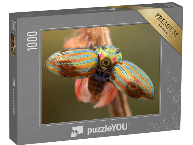 Puzzel 1000 stukjes „Close-up van een rozemarijnkever met wijd geopende dekschilden“