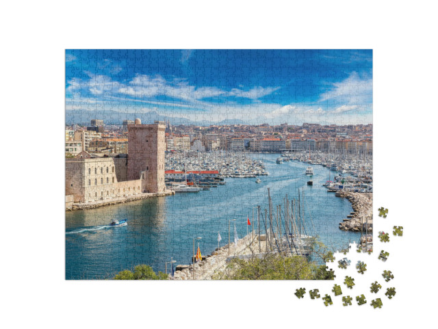 Puzzel 1000 stukjes „Kasteel Saint Jean en kathedraal de la Major, Marseille, Frankrijk“