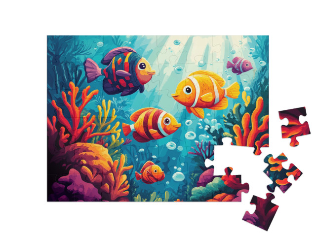 Puzzel 48 stukjes „Kleurrijke vissen in het koraalrif“