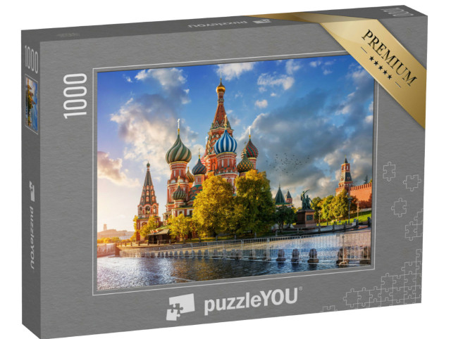 Puzzel 1000 stukjes „Herfstochtend bij de Sint-Basiliuskathedraal op het Rode Plein in Moskou“