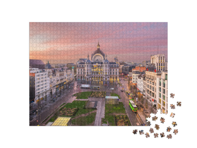 Puzzel 1000 stukjes „Impressie van Antwerpen, België“
