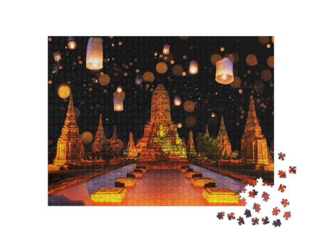 Puzzel 1000 stukjes „Lichtjesfestival in Ayutthaya, Thailand“