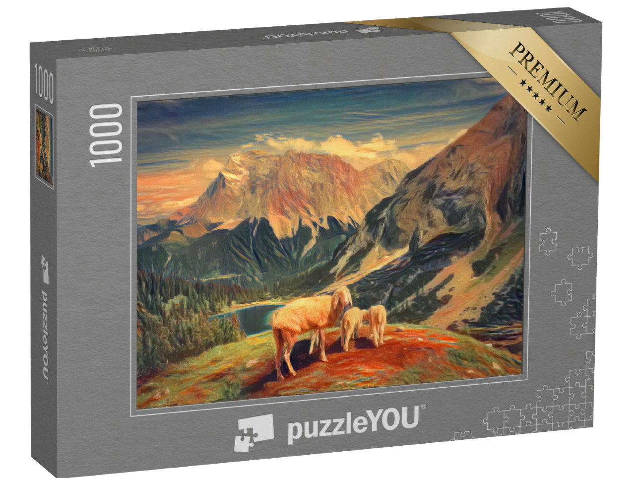 Puzzel 1000 stukjes „in de stijl van Edvard Munch, De schreeuw - Seebensee en Coburger Hütte“