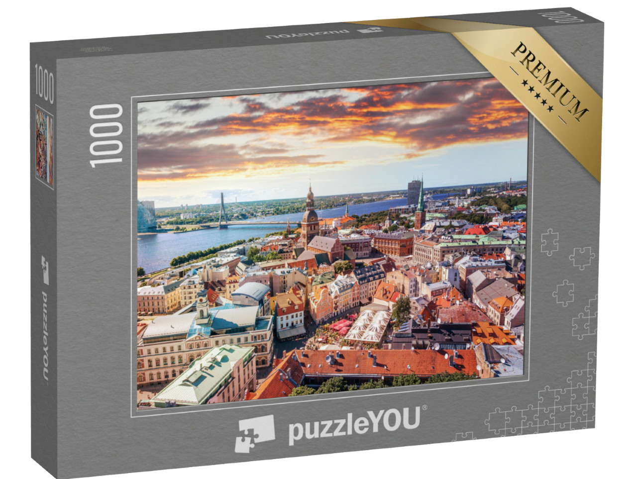 Puzzel 1000 stukjes „Gezicht in vogelvlucht op de oude binnenstad van Riga“