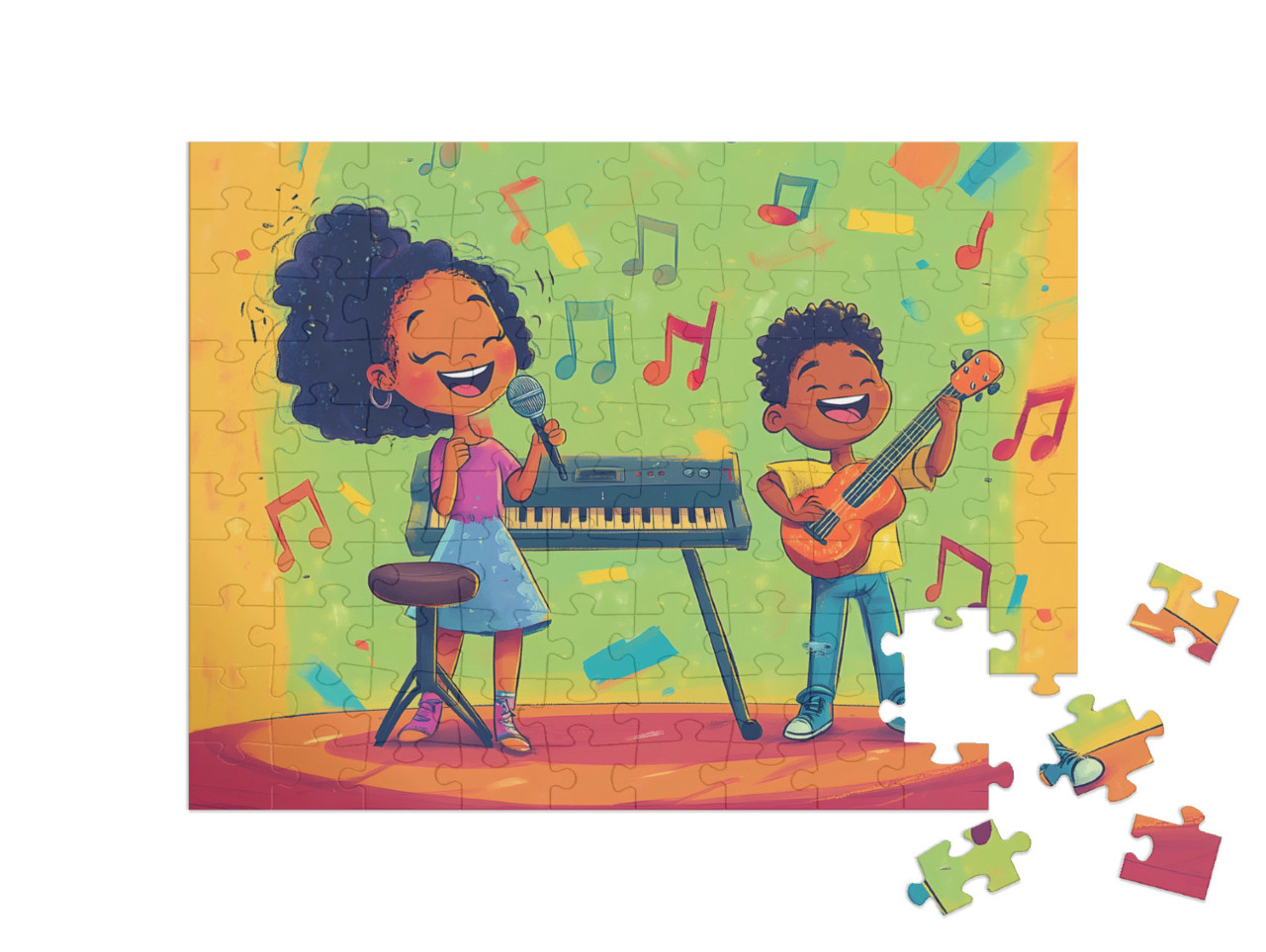 Puzzel 100 stukjes „Een kleurrijk muziekconcert“