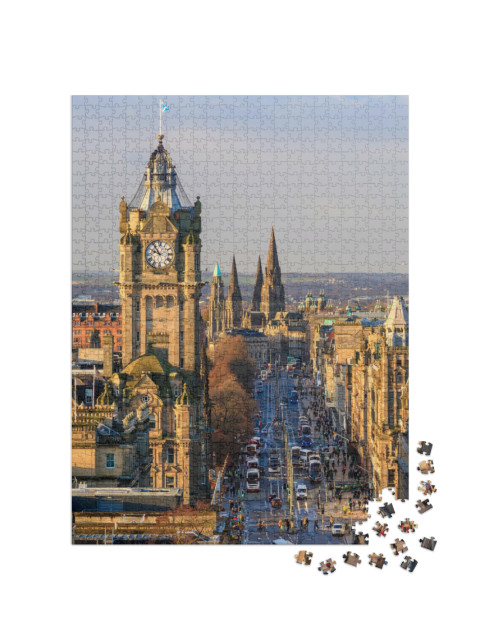 Puzzel 1000 stukjes „Edinburgh Old Town en Edinburgh Castle in Schotland“