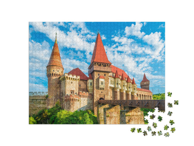 Puzzel 1000 stukjes „Middeleeuws kasteel Hunyad Corvin, stad Hunedoara, Roemenië“