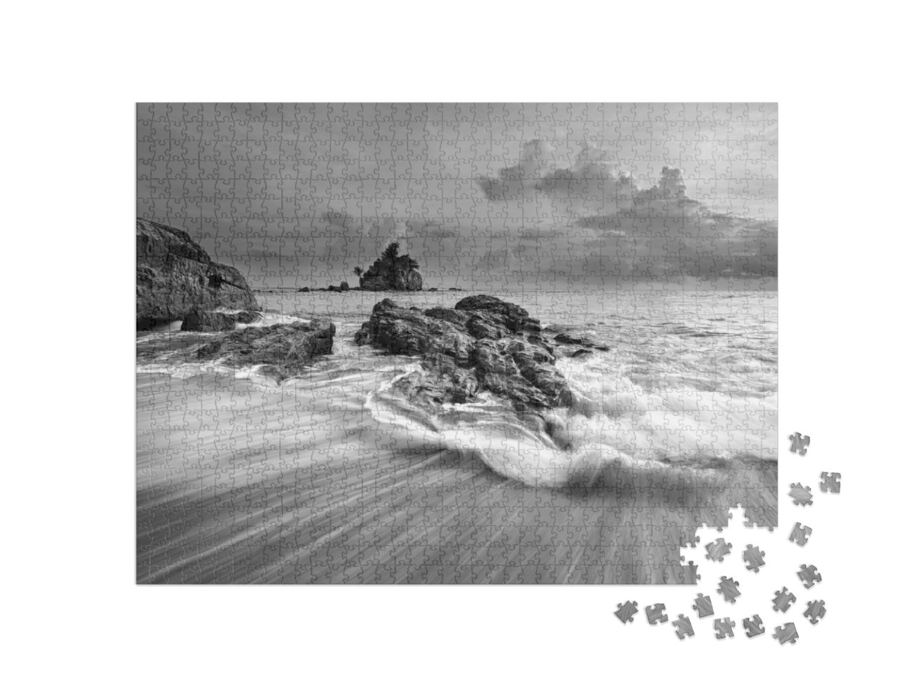 Puzzel 1000 stukjes „Bewegingen van de zee op het strand“