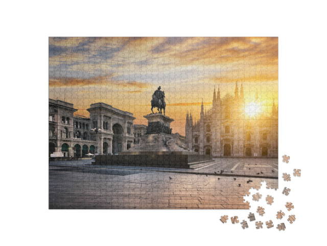 Puzzel 1000 stukjes „Duomo bij zonsopgang, Milaan, Europa“