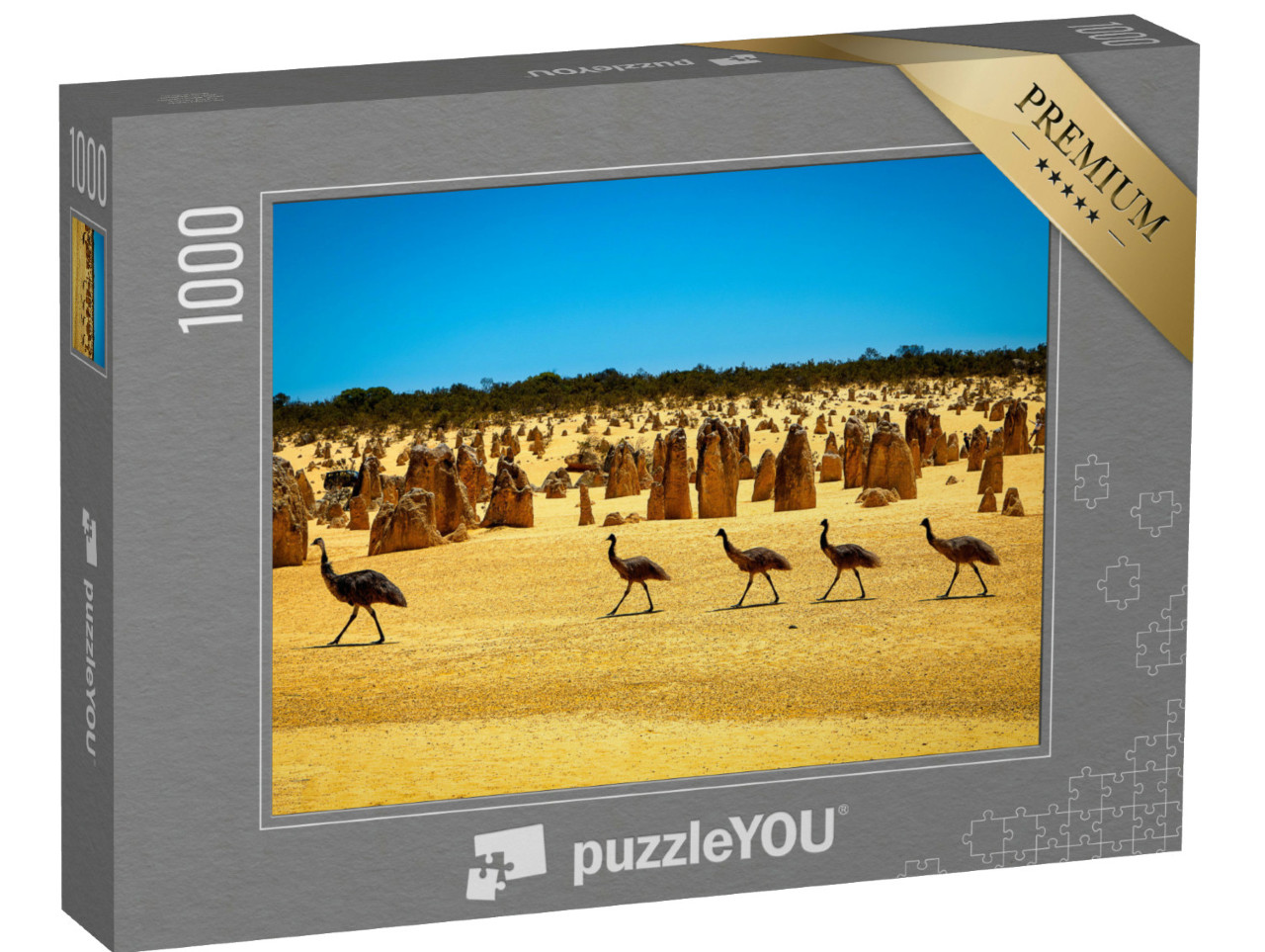 Puzzel 1000 stukjes „Emoes in de Pinnacles-woestijn, WA, Australië“