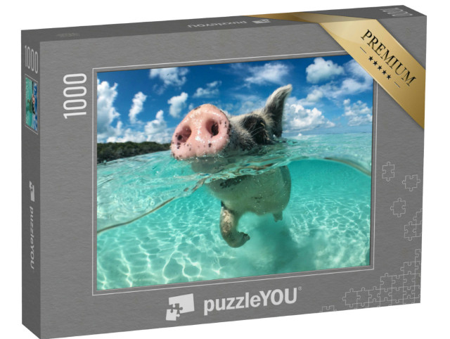 Puzzel 1000 stukjes „Een zwemmend varken, Big Majors Cay, Bahama's“