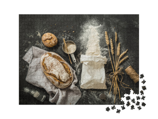 Puzzel 1000 stukjes XXL „Rustiek brood en bloem“