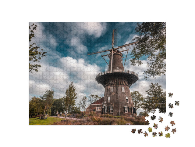 Puzzel 1000 stukjes „Molen De Valk is een torenmolen en museum in Leiden“