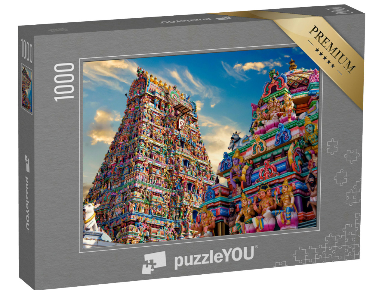 Puzzel 1000 stukjes „Kleurrijke gopura in de hindoetempel Kapaleeshwarar, India“