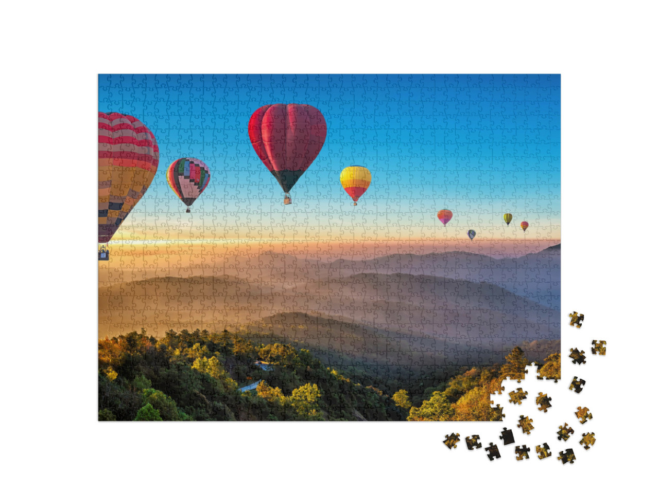 Puzzel 1000 stukjes „Chiang Mai, Thailand: Tocht in kleurrijke luchtballonnen“