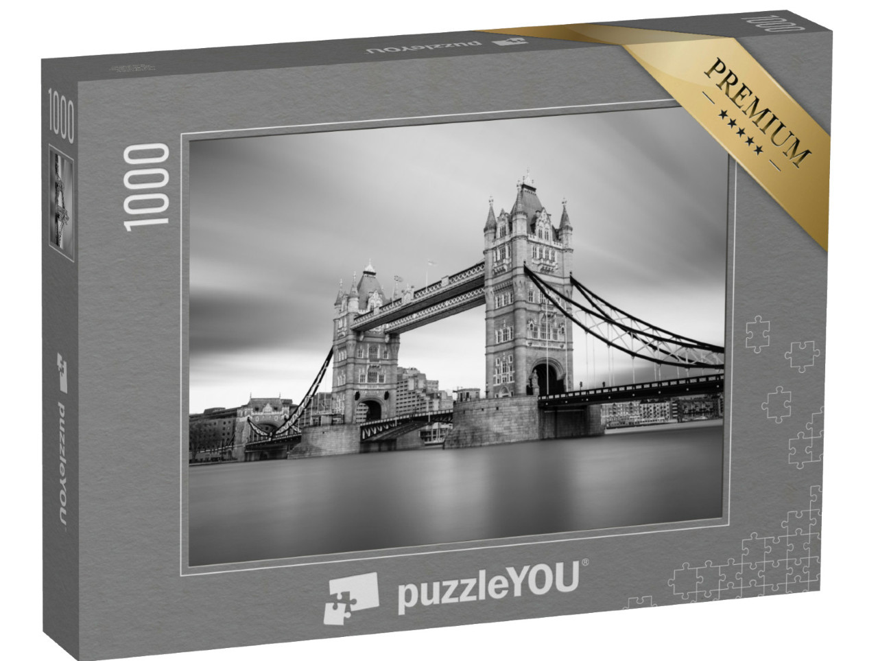 Puzzel 1000 stukjes „Tower Bridge over de Theems, Londen, zwart-wit“